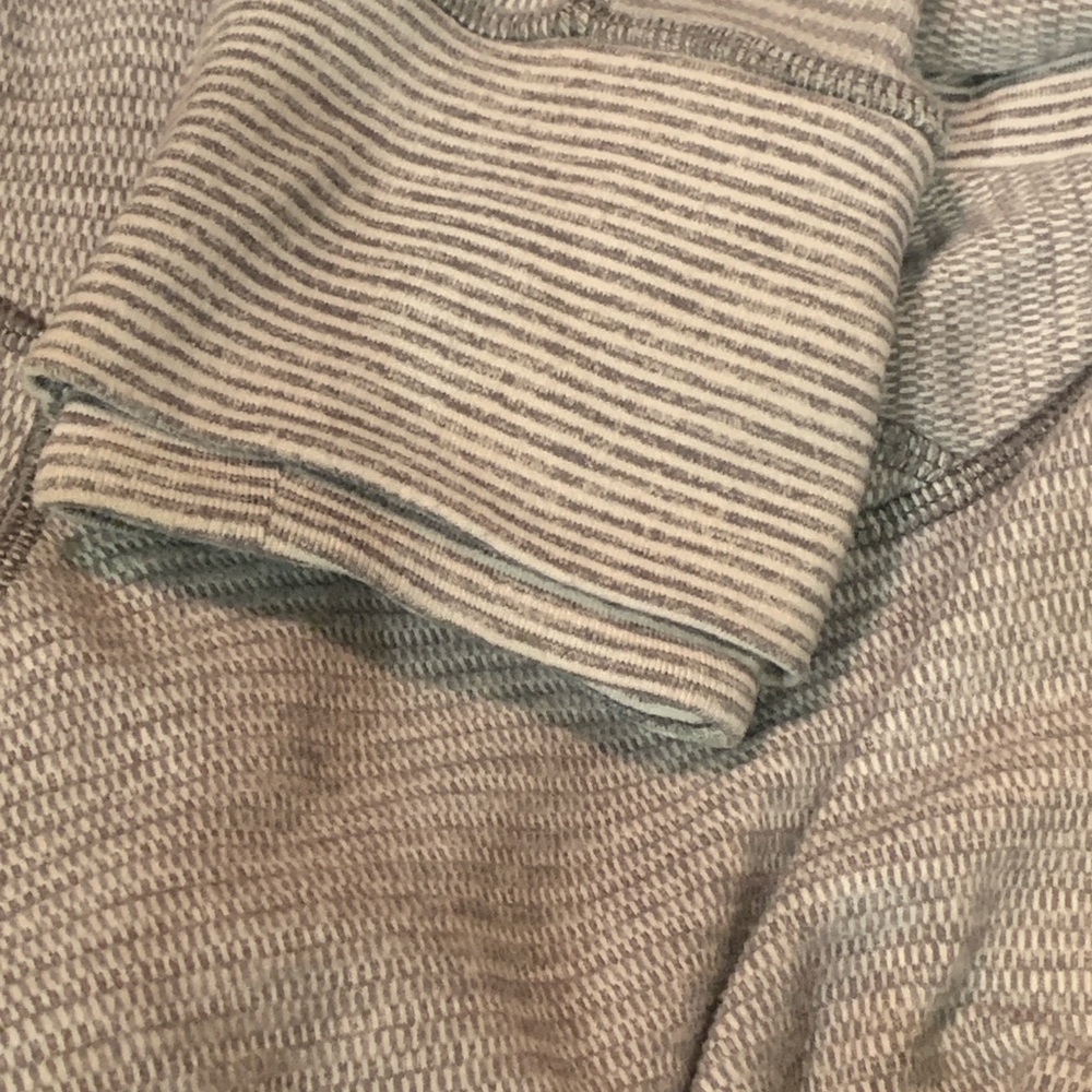 LULULEMON Think Fast Hoodie Mini Check White Heathered Slate Tonka Stripe Sz 10 - Picture 8 of 9